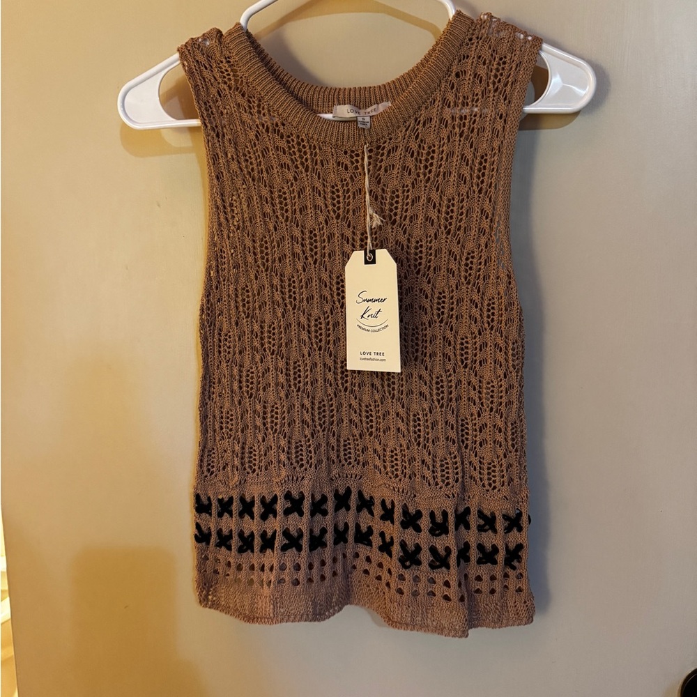 Love Tree Tan Knit Top-NWT